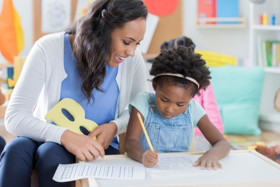 single mom helping daughter