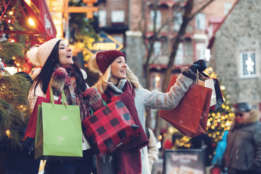 women shopping for christmas