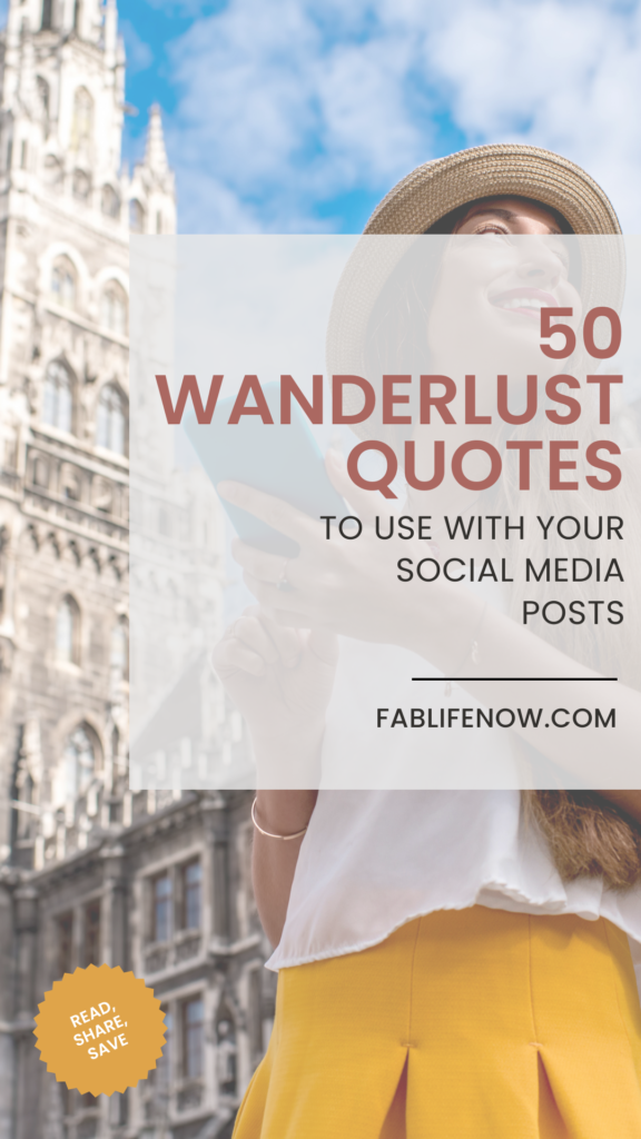 50 wanderlust quotes to use with your social media pin image