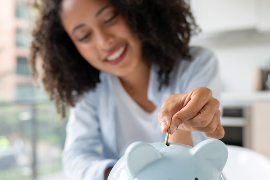 woman completing a no spend saving money challenge
